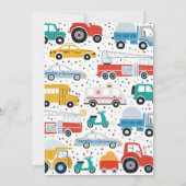 トラックとショベルカーと自動車の誕生日パーティー 招待状 (裏面)