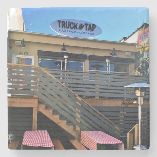 トラックとタップ、ウッドストック、ジョージア、大理石コースター ストーンコースター (正面)