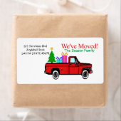 トラックとツリーのクリスマスラベル ラベル (インサイチュ)