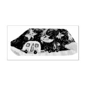 トラックとトレーラーと眠い😴月🌙 ラバースタンプ (インプリント)