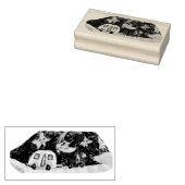 トラックとトレーラーと眠い😴月🌙 ラバースタンプ (押印)