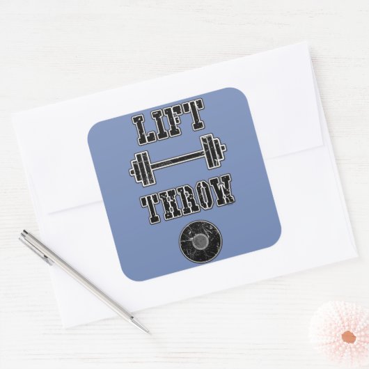 トラックとフィールドのディスカススローのステッカーギフト スクエアシール (封筒)