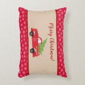 トラックと木のメリークリスマス、家族の名前 アクセントクッション (正面(垂直))