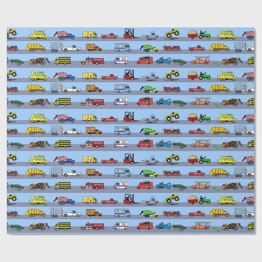 トラックのおもしろいの子供のギフトの包装紙の多く ラッピングペーパー (フラット)