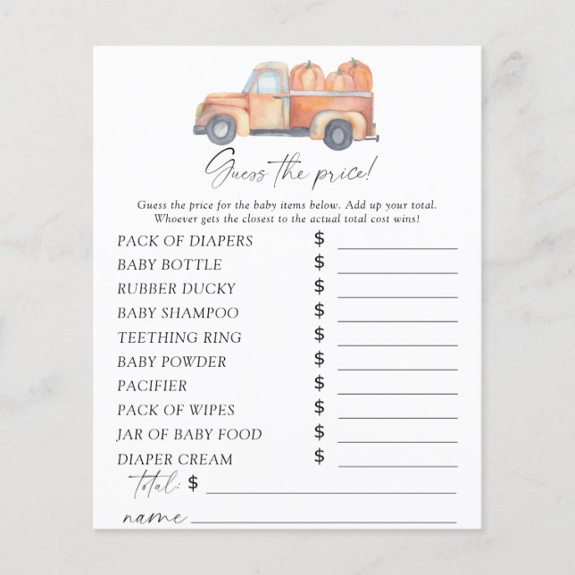 トラックのカボチャ – 価格ゲームを推測 (正面)