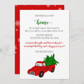 トラックのクリスマスツリー引っ越しましたホリデーカード (正面/裏面)