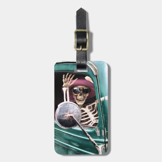 トラックのスカル ラゲッジタグ (正面縦)