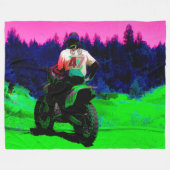 トラックのチェック – Motocross Racer フリースブランケット (正面(横))