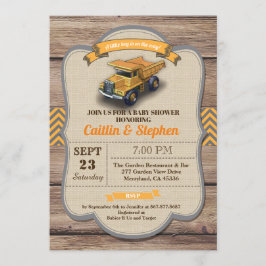 トラックのベビーシャワーの誘い込みをダンプします。ヴィンテージレトロ 招待状