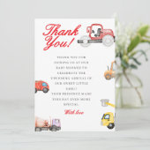 トラックのベビー建築のベビーシャワー サンキューカード (スタンド正面)