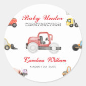 トラックのベビー建築のベビーシャワー ラウンドシール (正面)