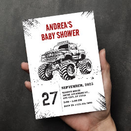 トラックのモンスタートロード赤ちゃんシャワー 招待状