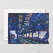 トラックの下の上マンハッタンの地下鉄。 ポストカード (正面/裏面)