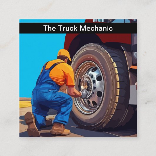 トラックの修理整備士及び道端の援助 スクエア名刺 (正面)