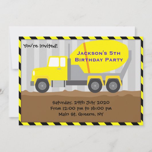 トラックの建築の誕生日の招待状 招待状 (正面)