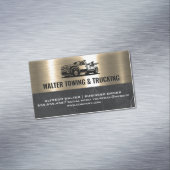 トラックの牽引ロゴ |金属製の金ゴールド大理石 マグネット名刺 (インサイチュ)