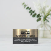 トラックの牽引ロゴ |金属製の金ゴールド大理石 名刺 (スタンド正面)