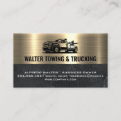 トラックの牽引ロゴ |金属製の金ゴールド大理石 名刺 (正面)