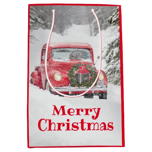 トラックの犬 ミディアムペーパーバッグ (正面)