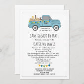 トラックの社会的な距離を置く青いベビーシャワー – 郵便で 招待状 (正面/裏面)