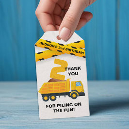 トラックの誕生日お礼タグ（黄色のショベル） ギフトタグ