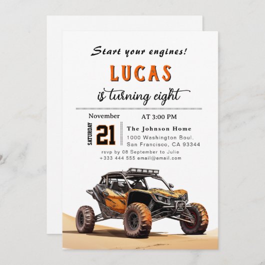 トラックの誕生日パーティーへの招待 招待状 (正面/裏面)