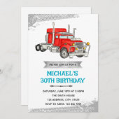 トラックの誕生日パーティー招待状 招待状 (正面/裏面)