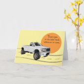 トラックの販売員がトラックを拾ってくれてありがとう カード (黄色い花)