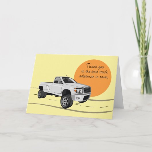 トラックの販売員がトラックを拾ってくれてありがとう カード (正面)