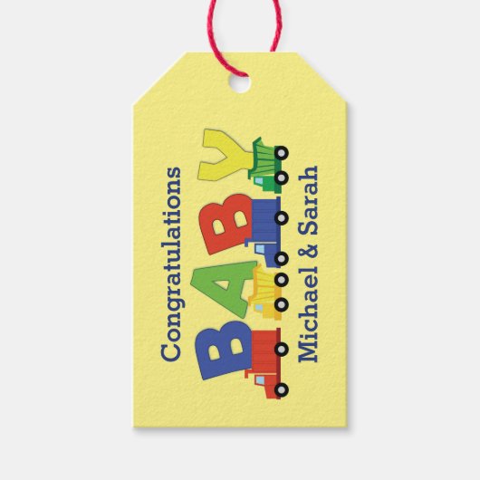 トラックの赤ちゃんシャワー ギフトタグ (正面)