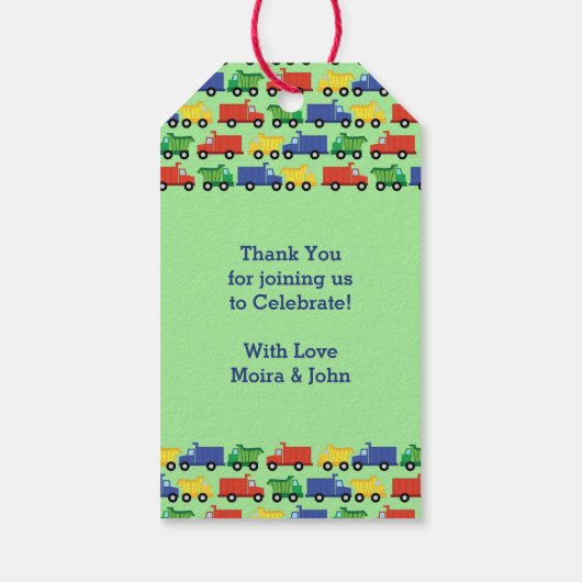 トラックの赤ちゃんシャワー ギフトタグ (裏面)
