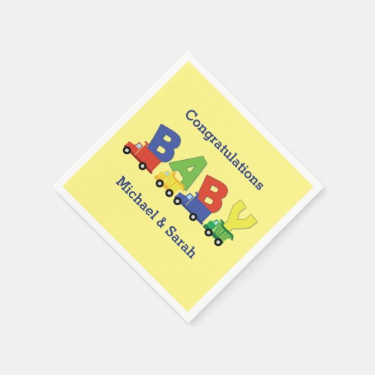 トラックの赤ちゃんシャワー スタンダードカクテルナプキン (角)