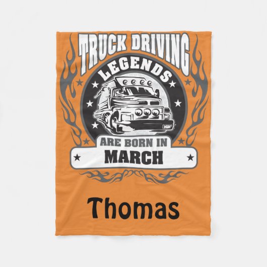 トラックの運転伝説生まれは3月に追加の名前 フリースブランケット (正面)