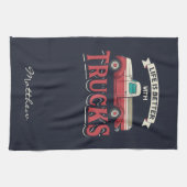 トラックの運転手とのおもしろい生活がパーソナライズされた良い キッチンタオル (横)