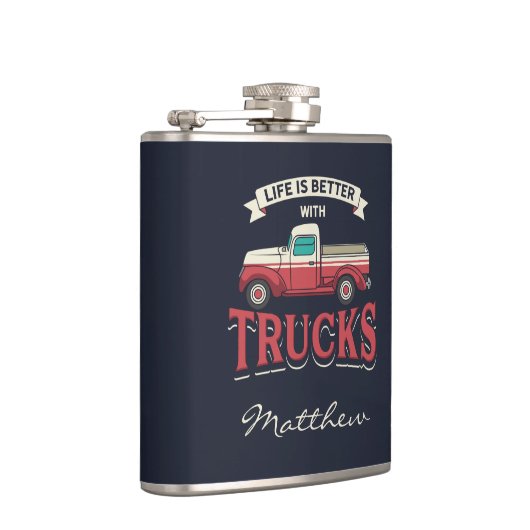 トラックの運転手とのおもしろい生活がパーソナライズされた良い フラスク (右)