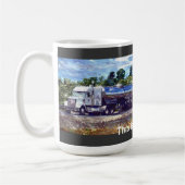 トラックの運転手と子供のためのビッグリグホワイトカーゴトラック コーヒーマグカップ (左)