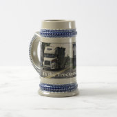 トラックの運転手と子供のためのビッグリグホワイトカーゴトラック ビールジョッキ (正面左)