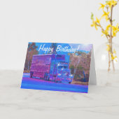 トラックの運転手のおもしろいなトラック運転手の誕生日カード カード (黄色い花)