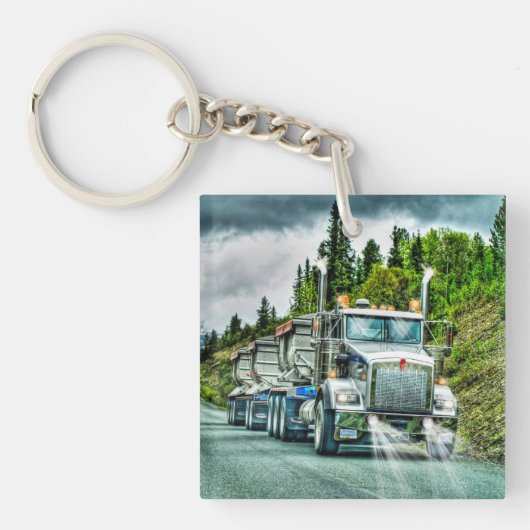 トラックの運転手のための重い輸送のトラックの芸術 キーホルダー (正面)