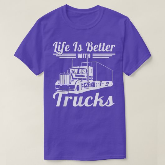 トラックの運転手の輸送で人生が良い Tシャツ (デザイン正面)