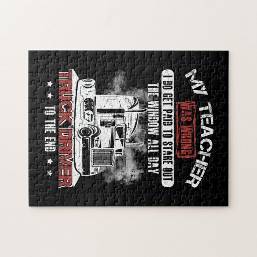 トラックの運転手は支払いを取得する窓から見て ジグソーパズル (横)