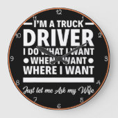 トラックの運転手頼：私の妻のユーモア ラージ壁時計 (正面)