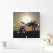 トラックの運転手 スクエア壁時計 (ホーム)