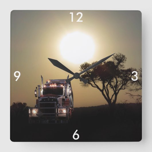 トラックの運転手 スクエア壁時計 (正面)