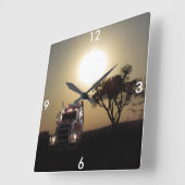 トラックの運転手 スクエア壁時計 (傾斜)