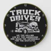 トラックの運転手:喜んで、不可能なことをする ラージ壁時計 (正面)