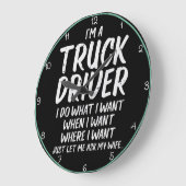 トラックの運転手:私は妻が言うことをする ラージ壁時計 (傾斜)