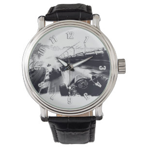 トラックをスピード化したゴーカートのまわりにレーサー 腕時計