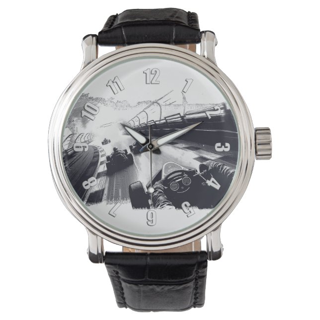 トラックをスピード化したゴーカートのまわりにレーサー 腕時計 (正面)
