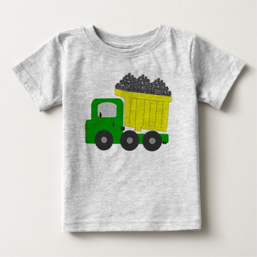 トラックをダンプ（黄色） ベビーTシャツ (正面)